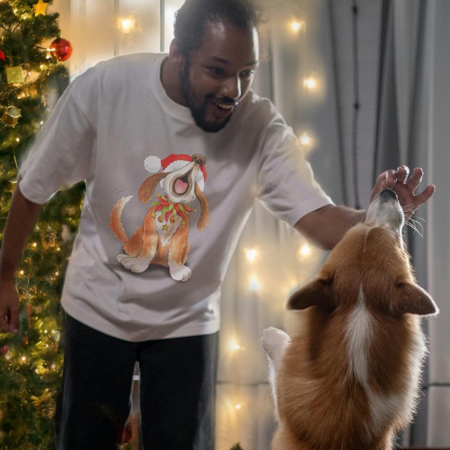Triblenda Feliz Navidad Howl-i-days perro cantando camiseta (Subido por el creador)