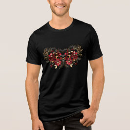 Triblenda Flores rojas decorativas marcan camiseta masculina