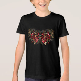 Triblenda Flores rojas decorativas navidad camiseta de niños