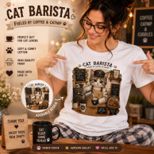 Gato Barista Amante del Café Camiseta de Gato de C