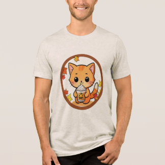 Triblenda Gato Lindo de Otoño con Camiseta de Calabaza