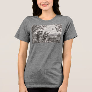 Triblenda Gatos observadores de pájaros, camiseta triblend p
