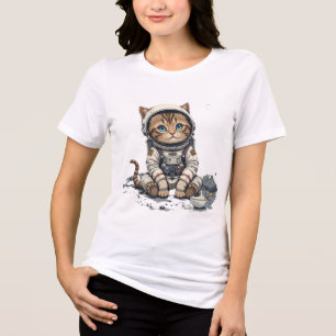 Triblenda "Graciosa camiseta de gato astronauta - espacio li