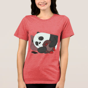 Triblenda Ilustración de Panda Dormido Adorable Camiseta Roj