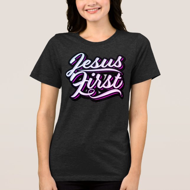 Triblenda Jesucristo primera rosca y morada camiseta (Anverso)