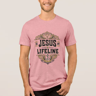 Triblenda Jesús es mi línea de vida Diseño de camiseta crist