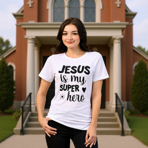 Triblenda Jesús es mi superhéroe Camiseta de fe moderna