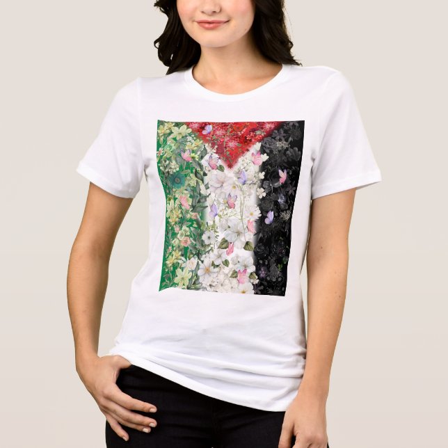 Triblenda Mapa floral de Palestina - Camiseta del Mapa de Pa (Anverso)