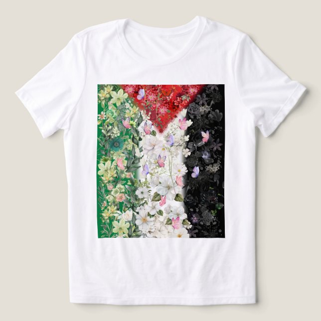 Triblenda Mapa floral de Palestina - Camiseta del Mapa de Pa (Diseño delantero )