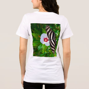Triblenda Mariposa de cebra con camiseta roja de Hibiscus