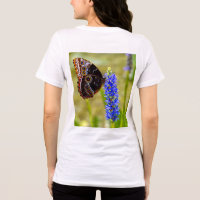 Mariposa morfo azul en una camiseta de orquídea pa