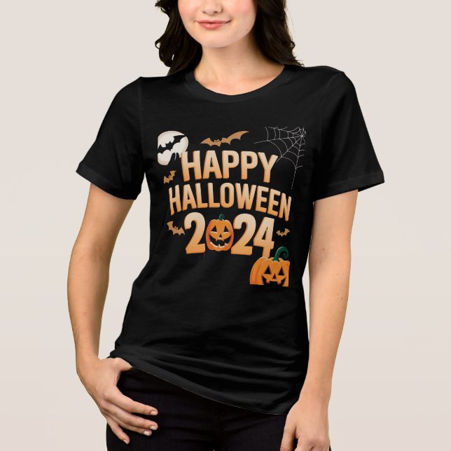 Triblenda Me encanta la camiseta de las mujeres de Halloween (Anverso)