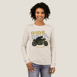 Triblenda Motocicleta del diablo camiseta de manga larga grá