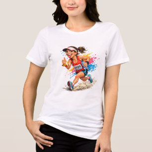 Triblenda Mujer Corredora de Maratón Divertida Camiseta de A