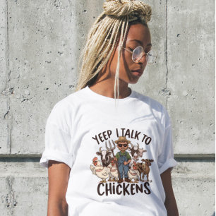 Triblenda Mujeres divertidas dan camiseta Si Hablo Con Pollo