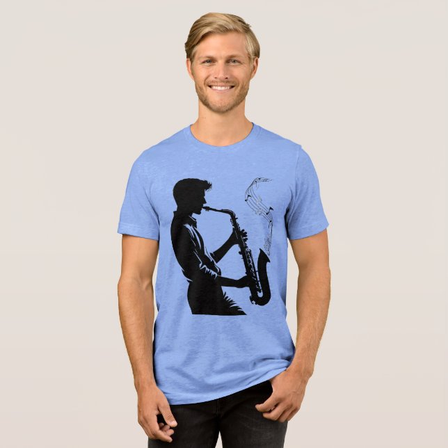 Triblenda música masculina camiseta saxofón soul (Anverso Completa)