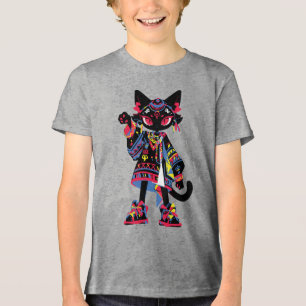 Triblenda Mystic Kawaii Cat – Camiseta Tribal Espiritual Col