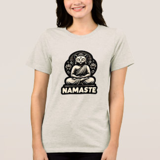 Triblenda Namaste Gato de Yoga en una camiseta con tres mezc