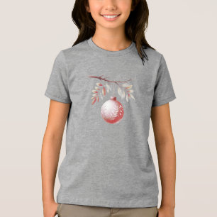 Triblenda Navidades decorativos rosas pelotean camiseta de v