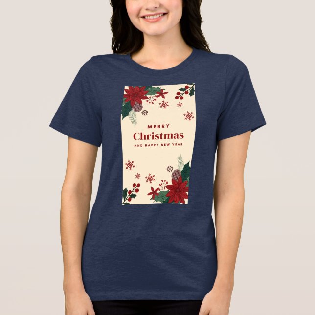 Triblenda Navidades festivos flor camiseta - Traer vacacione (Anverso)