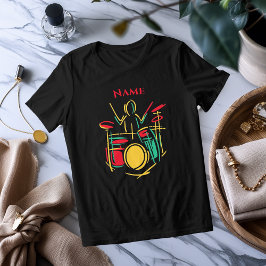 Triblenda Neon Drums Line Art | Vibrante camiseta musical