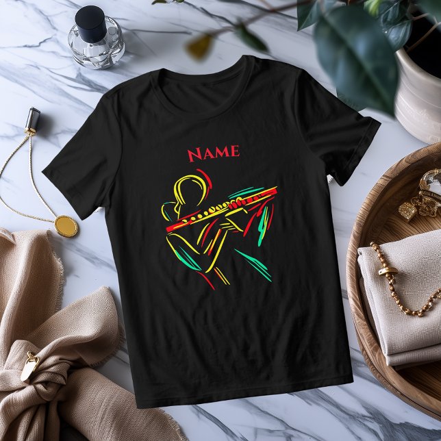 Triblenda Neon Flute Line Art | Vibrante camiseta musical (Subido por el creador)
