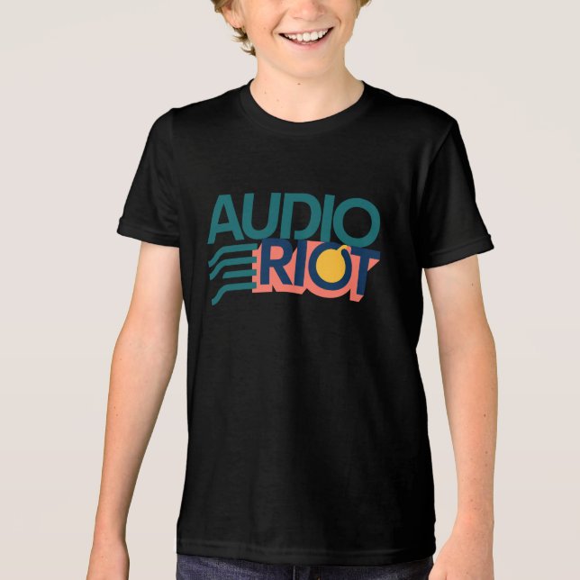 Triblenda Niños jóvenes de disturbios de audio camiseta negr (Anverso)