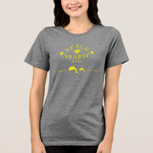 Triblenda Palmas y delfines Camiseta amarilla de playa para