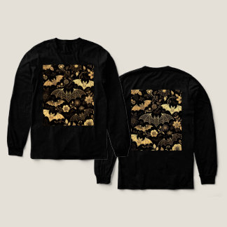 Triblenda patrón de camiseta con murciélagos dorados