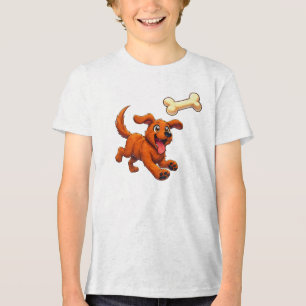 Triblenda Perro Feliz Persiguiendo Hueso - Camiseta de Cacho