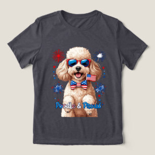 Triblenda Poodle y Orgullo - camiseta de perro del 4 de juli