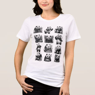 Triblenda posturas divertidas de panda - camiseta de panda l