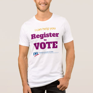 Triblenda Puedo ayudar a registrarme para votar camiseta tri