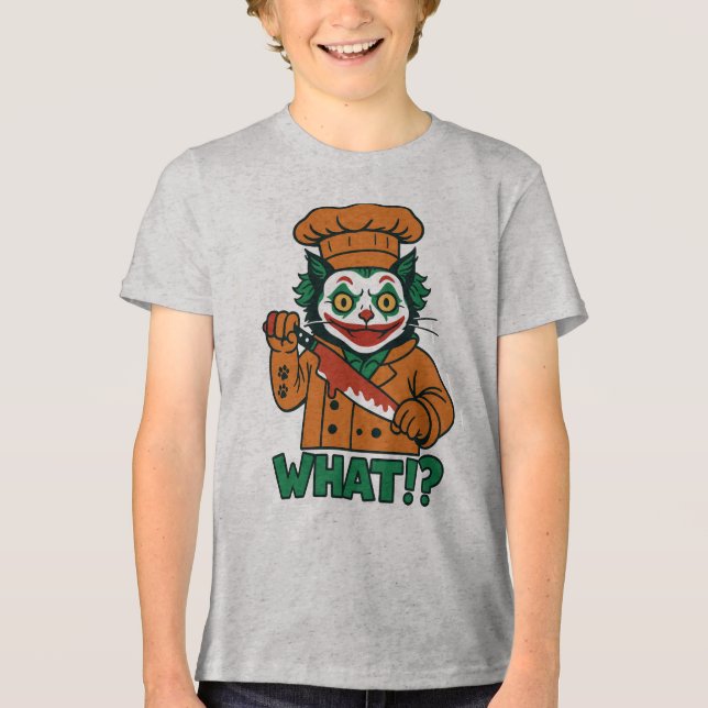 Triblenda ¿Qué?" Clown Cat Camiseta De Niños Inspirados En B (Anverso)