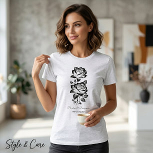 Triblenda Rosa Elegante Camiseta Personalizada con Fecha y M