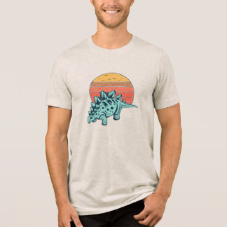 Triblenda Serenidad al Atardecer: Camiseta Retro Stegosaurus