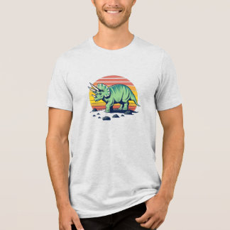 Triblenda Sunset Safari: Camiseta Retro Triceratops