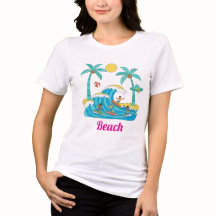 Surf & Waves – Camiseta de mujer de playa de dibuj