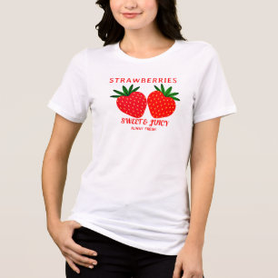 Triblenda Tee gráfico de fresas retro, camiseta de berry dul