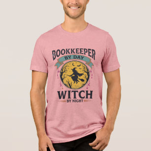 Triblenda Tenedor de libros de día Bruja de noche Camiseta v