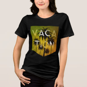 Triblenda Tipografía de vacaciones Camiseta blanca verde grá