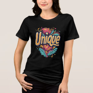 Triblenda Tipografía Floral Retro Única Vibrante Camiseta de