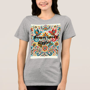 Triblenda Título: Vibrante camiseta con patrón floral de art