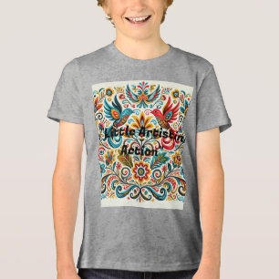 Triblenda Título: Vibrante camiseta con patrón floral de art