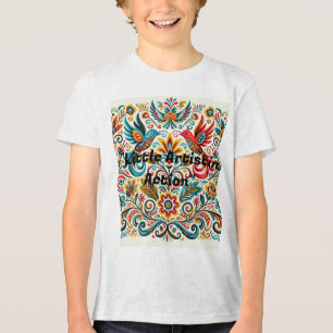 Triblenda Título: Vibrante camiseta con patrón floral de art