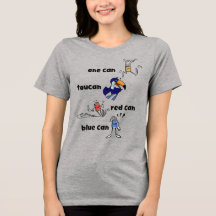 Una camiseta de mujer Can Toucan roja Can azul