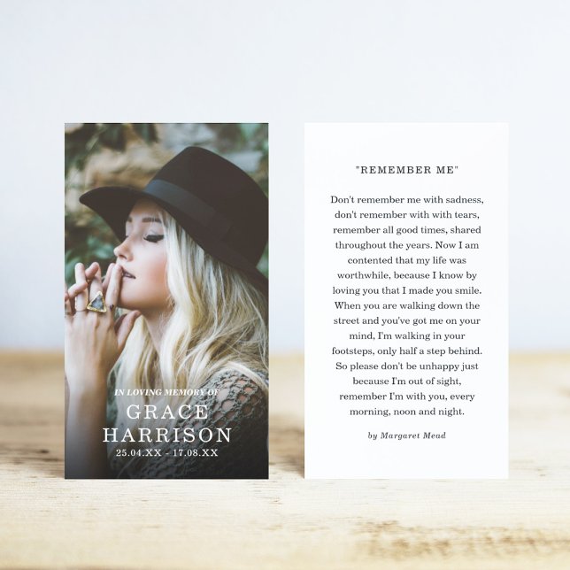 Tribute Photo Sympathy Funeral Prayer Card (Subido por el creador)