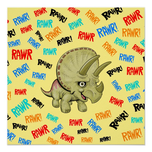 Triceratops dice "¡Rawr!" Póster (Anverso)