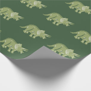 Triceratops Patrón papel verde oscuro