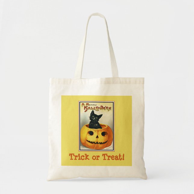 Trick o bolsa de tratamiento para gato negro y Jac (Frente)